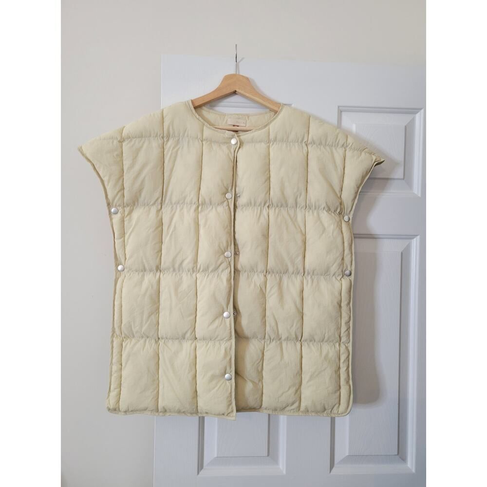 Anthropologie Pilcro Short Sleeve Puffer Beige Boho Vest Sz One Size - Picture 5 of 12